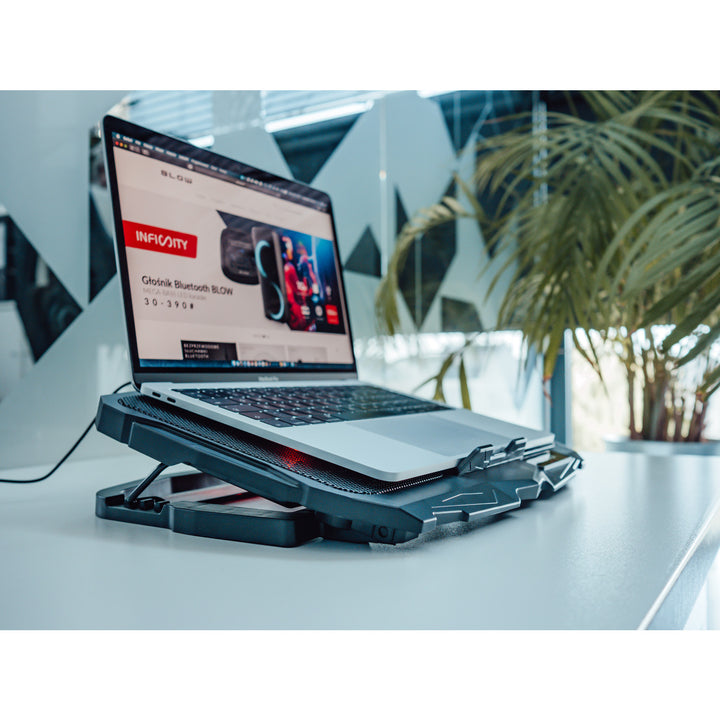 Support de refroidissement pour ordinateur portable Blow Hurricane, quatre ventilateurs, éclairage rouge, hub USB intégré