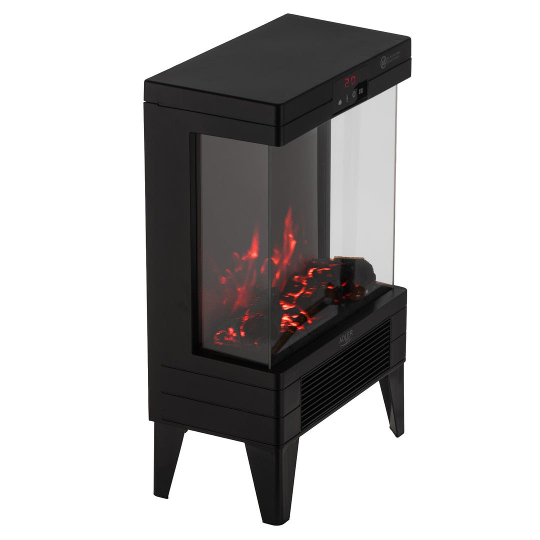 Cheminée électrique LED avec télécommande, 2 puissances de chauffe 1000W/2000W, thermostat, Adler AD 7755