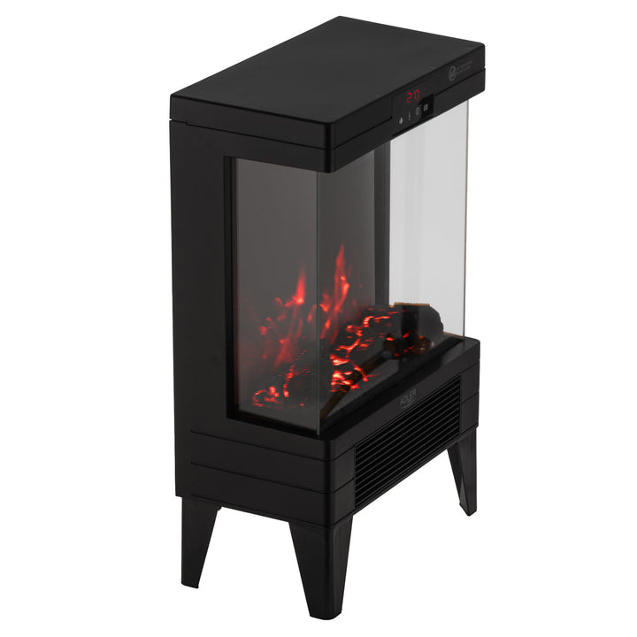 Cheminée électrique LED avec télécommande, 2 puissances de chauffe 1000W/2000W, thermostat, Adler AD 7755