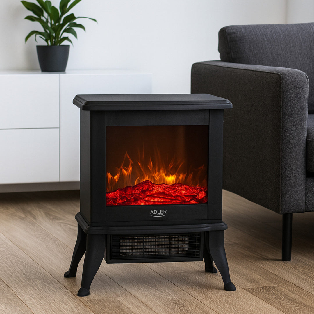 Cheminée électrique Adler, 2 niveaux de chauffage, puissance max. 1800W, thermostat, effet flamme 3D, AD 7754