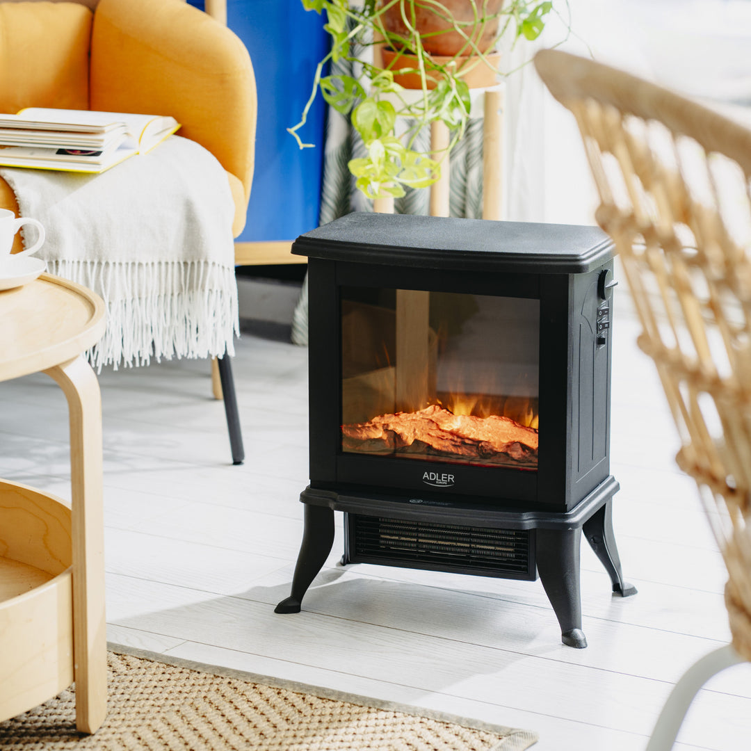 Cheminée électrique Adler, 2 niveaux de chauffage, puissance max. 1800W, thermostat, effet flamme 3D, AD 7754