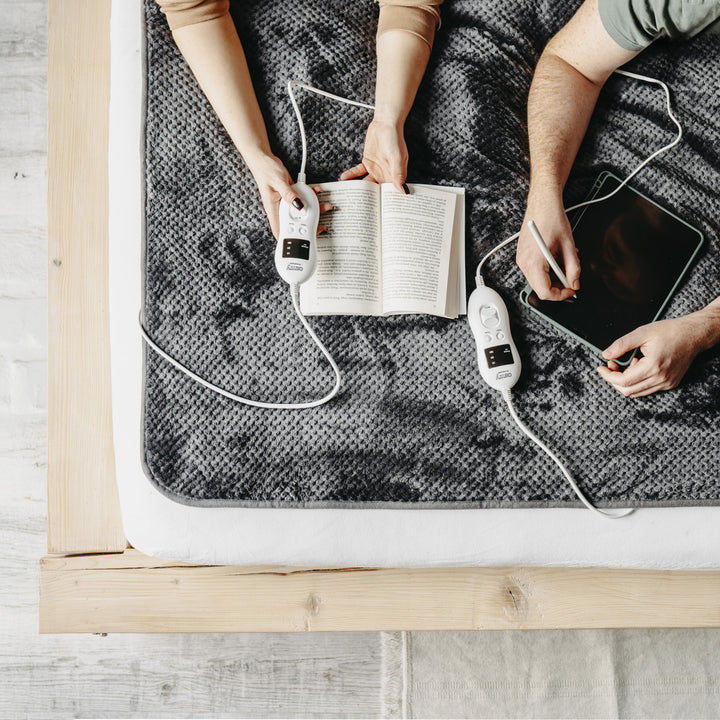 Couverture électrique Camry, pour 2 personnes, dimensions 150x160cm, 8 niveaux de chauffage, puissance 2 x 60W, gris, CR 7417