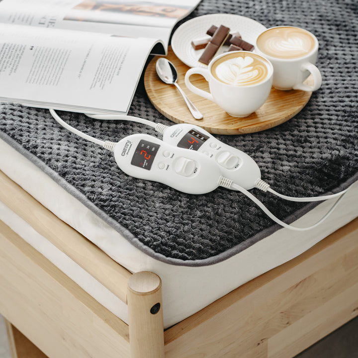 Couverture électrique Camry, pour 2 personnes, dimensions 150x160cm, 8 niveaux de chauffage, puissance 2 x 60W, gris, CR 7417