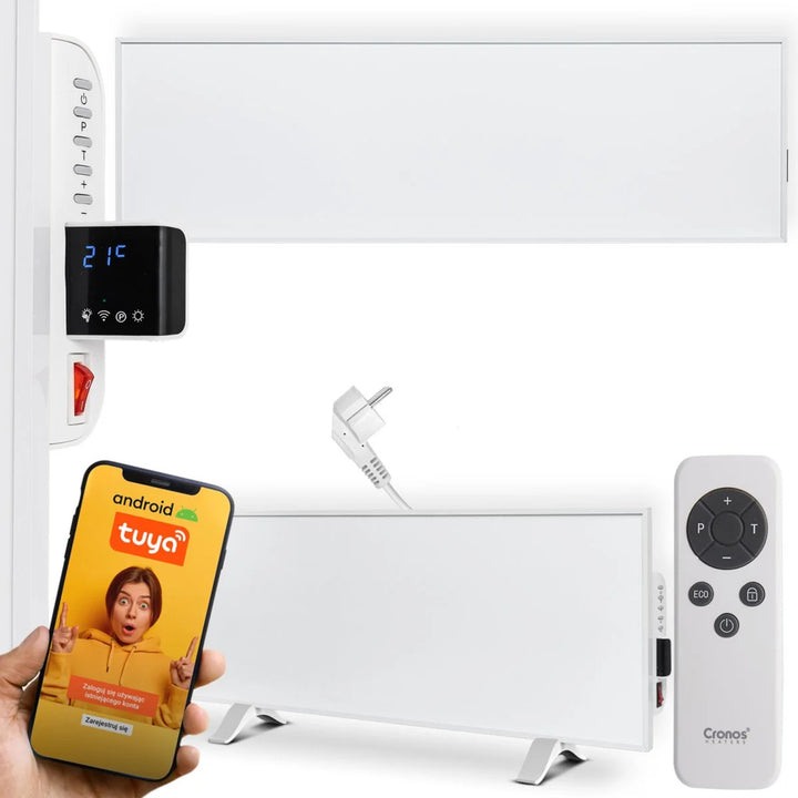 Chauffage infrarouge Cronos, 330W, blanc, anti-allergique, ultra-mince, surface mate, chauffe une surface jusqu'à 12m2, Synthelith PRO CRP-330TWP Blanc