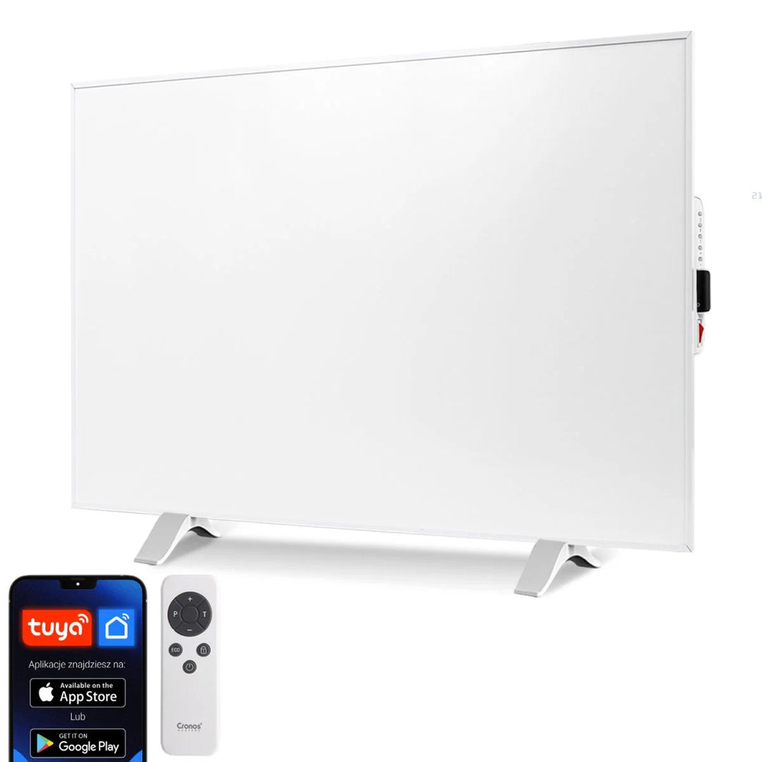 Chauffage infrarouge Cronos, 300W, blanc, anti-allergique, ultra-mince, surface mate, chauffe une surface jusqu'à 9m2, Synthelith PRO CRP-300TWP White