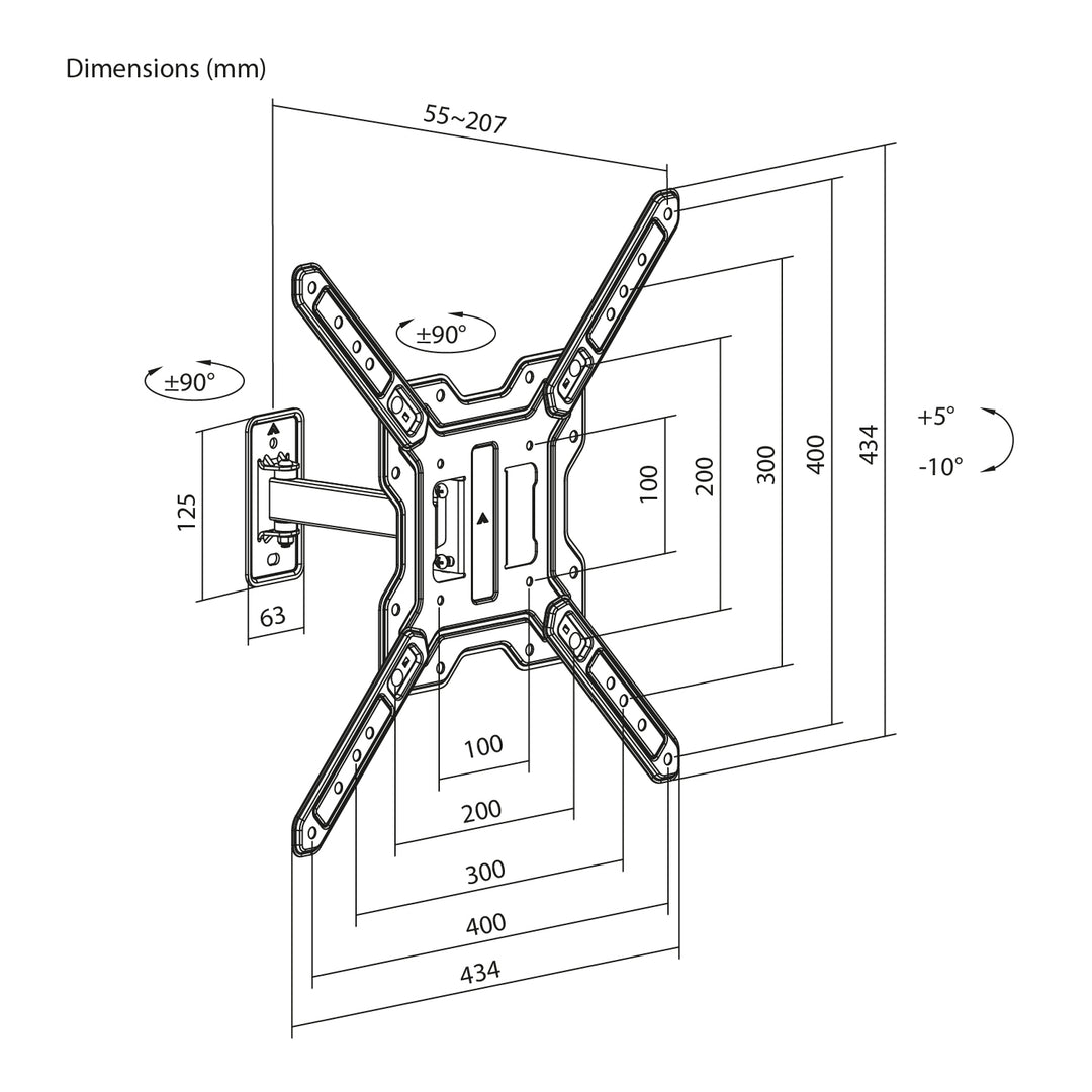 Support / fixation pour téléviseur ou écran Maclean, 23-65" max., charge max. 30 kg, universel, VESA 400x400 max., MC-758 N