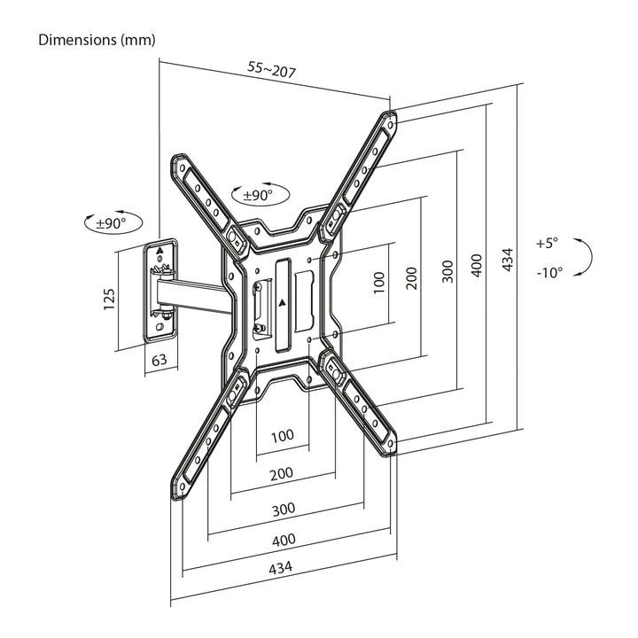 Support / fixation pour téléviseur ou écran Maclean, 23-65" max., charge max. 30 kg, universel, VESA 400x400 max., MC-758 N