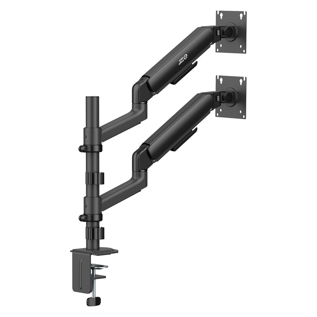 Support / fixation pour 2 écrans Ergo Office, vérin à gaz, 17"-32", 1-10 kg, noir mat, ER-692 B