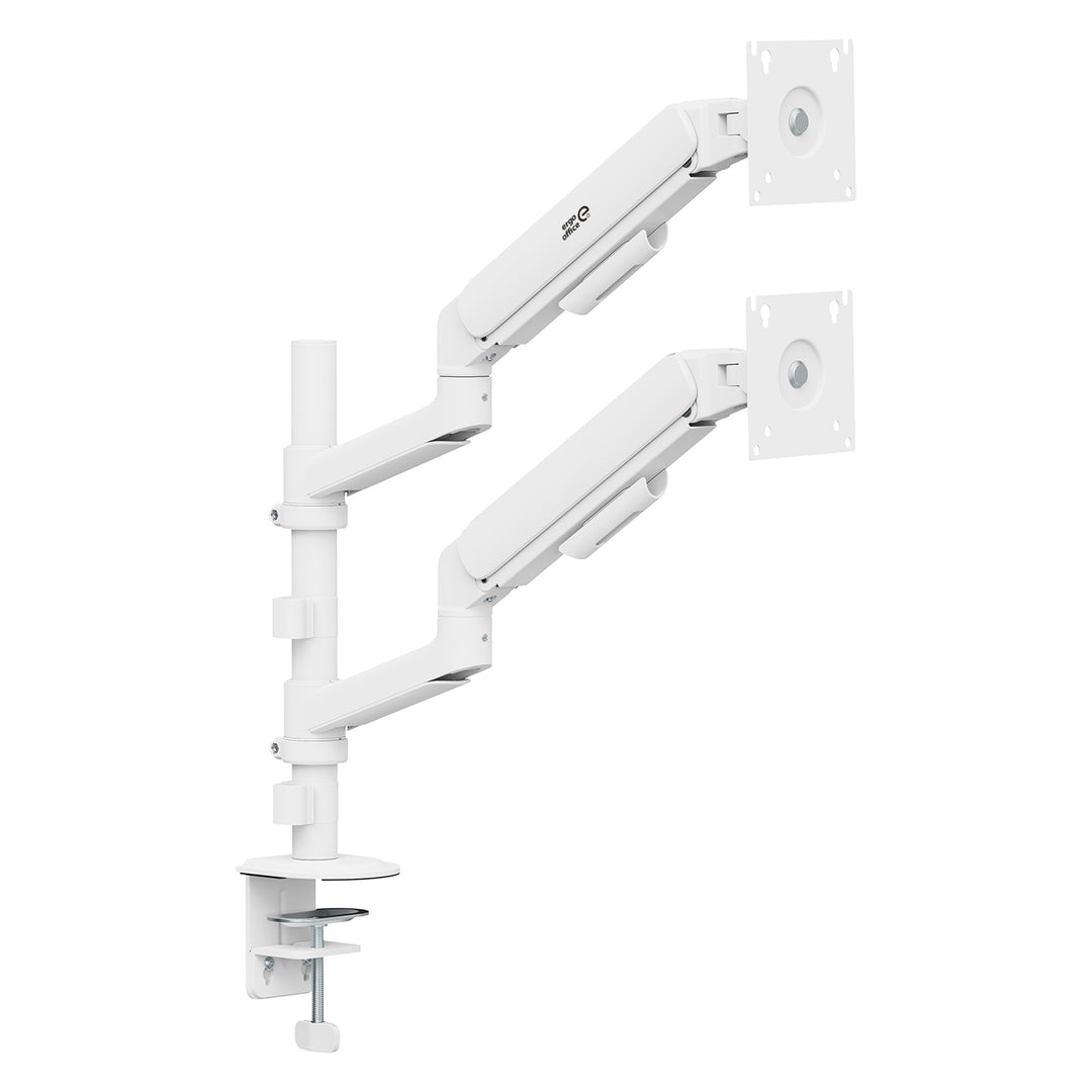 Support / fixation pour 2 écrans Ergo Office, vérin à gaz, 17"-32", 1-10 kg, blanc mat, ER-692 W