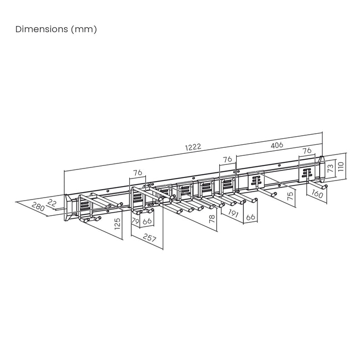 Organiseur mural pour outils Maclean, en acier, charge maximale de 228 kg, largeur 1 222 mm, MC-179