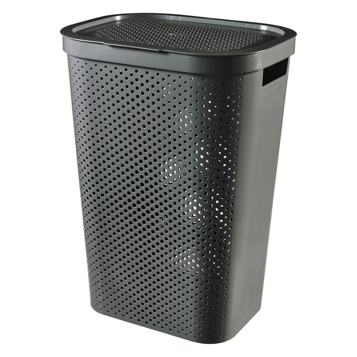 Curver Infinity Panier à linge / essoreuse recyclé(e), Capacité 40L, Gris foncé, 100% recyclé, 245675 + Curver Infinity Panier à linge 60L recyclé