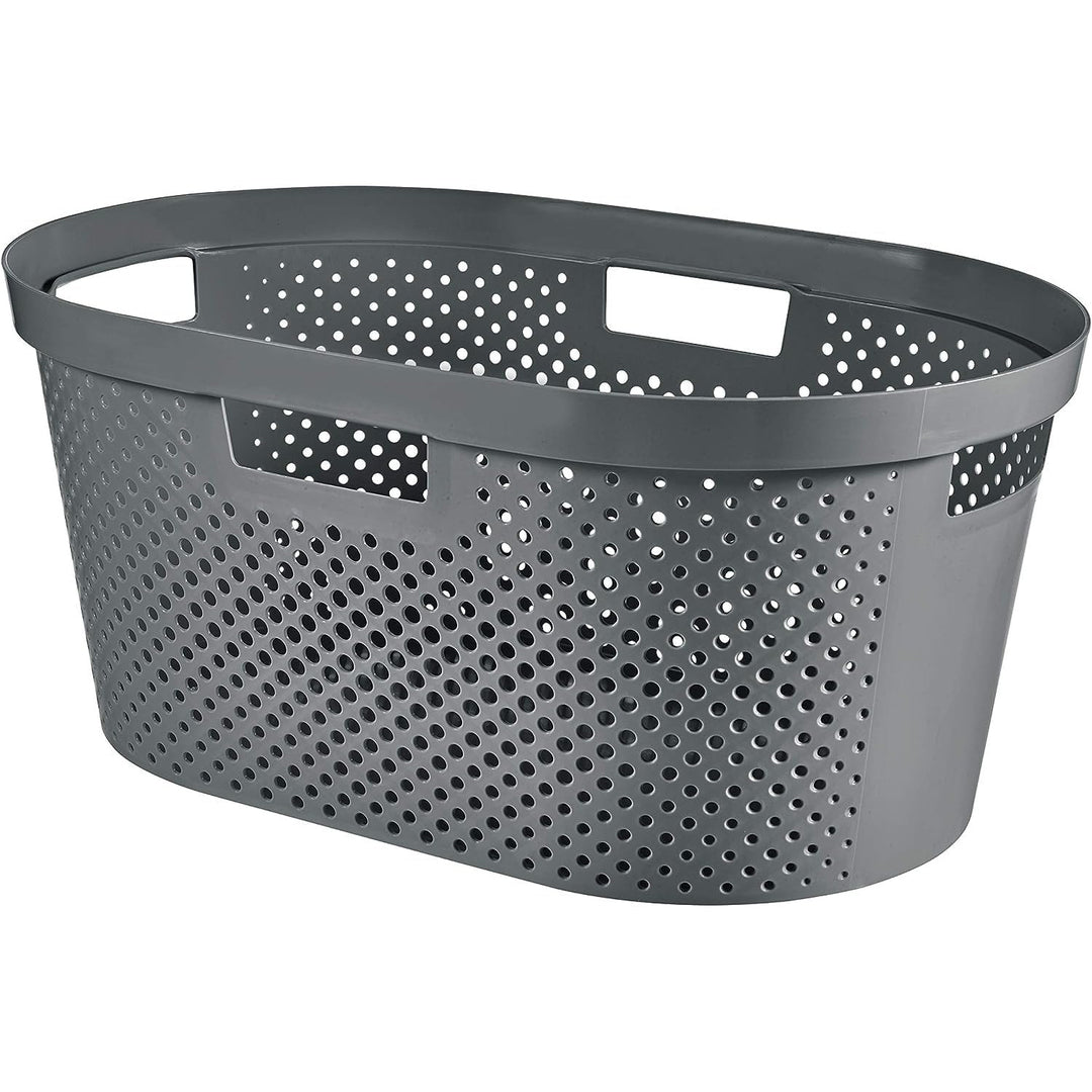 Curver Infinity Panier à linge / essoreuse recyclé(e), Capacité 40L, Gris foncé, 100% recyclé, 245675 + Curver Infinity Panier à linge 60L recyclé