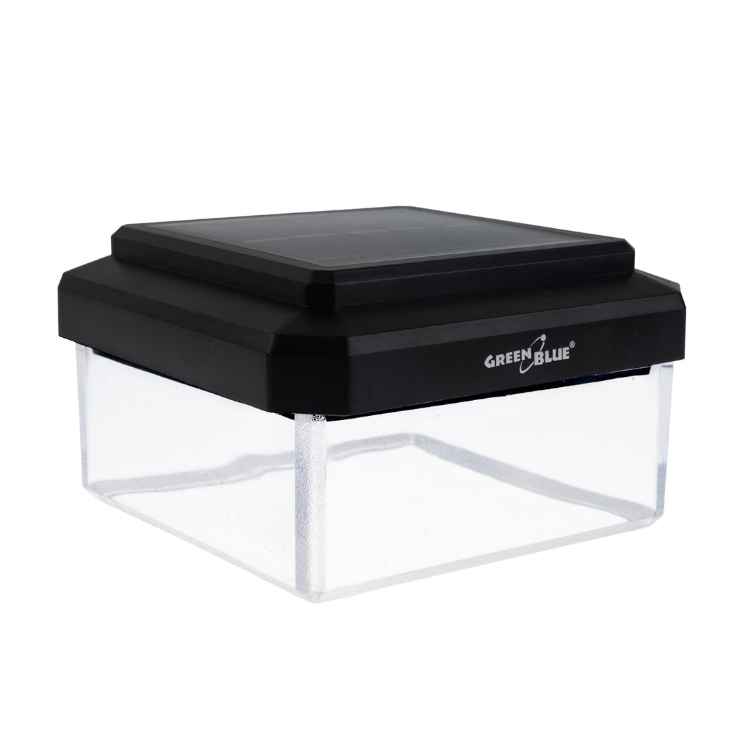 Lampe solaire LED sur poteau GreenBlue, 80 x 80 mm, capot en forme d'enveloppe, 3200 K, GB127 WW