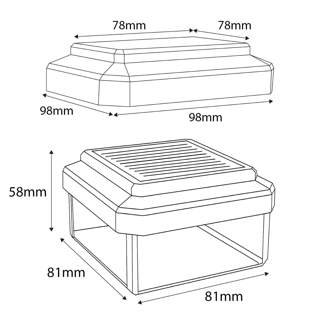 Lampe solaire LED sur poteau GreenBlue, 80 x 80 mm, capot en forme d'enveloppe, 3200 K, GB127 WW