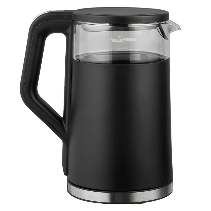 Bouilloire électrique sans fil GreenBlue, capacité 1,7 l, réservoir en verre, affichage clair, sélection de la température, 2200 W, GB670 B