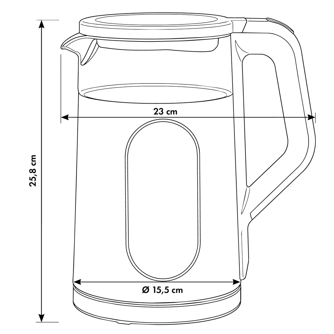 Bouilloire électrique sans fil GreenBlue, capacité 1,7 l, réservoir en verre, affichage clair, sélection de la température, 2200 W, GB670 B