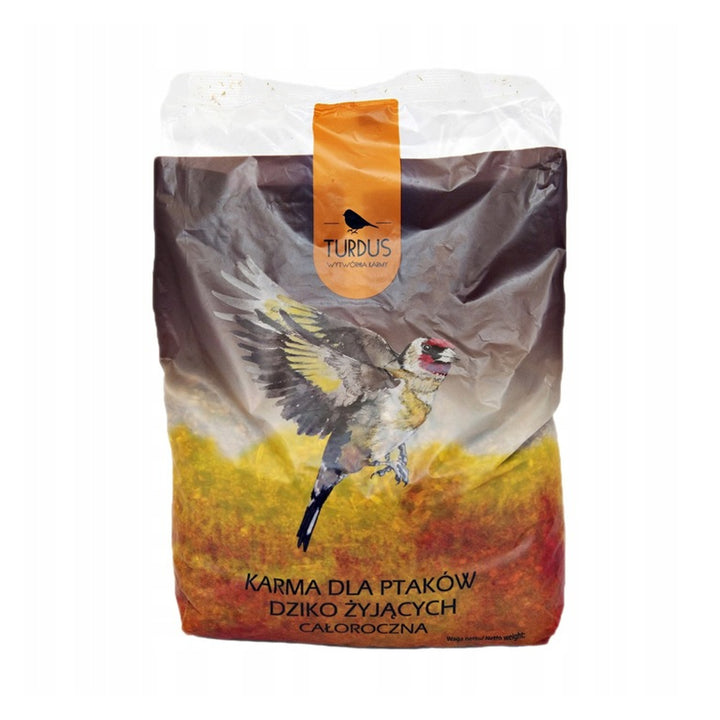 Mangeoire à oiseaux Woodok, en bois, cuite, crochet de suspension + graines pour oiseaux 1kg