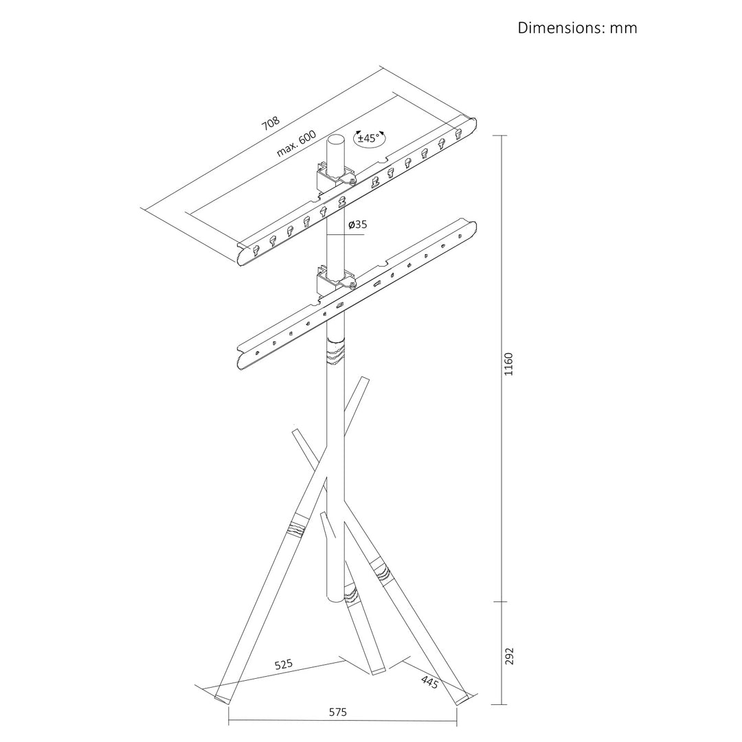 Support / pied de sol pour téléviseur Maclean, 37-80", VESA max. 600x400, max. 60 kg, MC-182 B