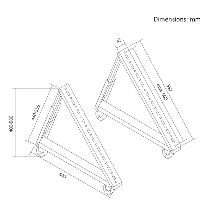 Chariot / support au sol pour téléviseur Maclean, 37-80", VESA max. 800x400, max. 75 kg, mobile, roulettes verrouillables, MC-183