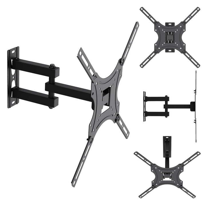 Support / fixation pour téléviseur Maclean, VESA max. 400 x 400, 32-55 pouces, jusqu'à 25 kg, noir, inclinaison réglable de 0° à -15° et rotation de +90° à -90°, MC-190