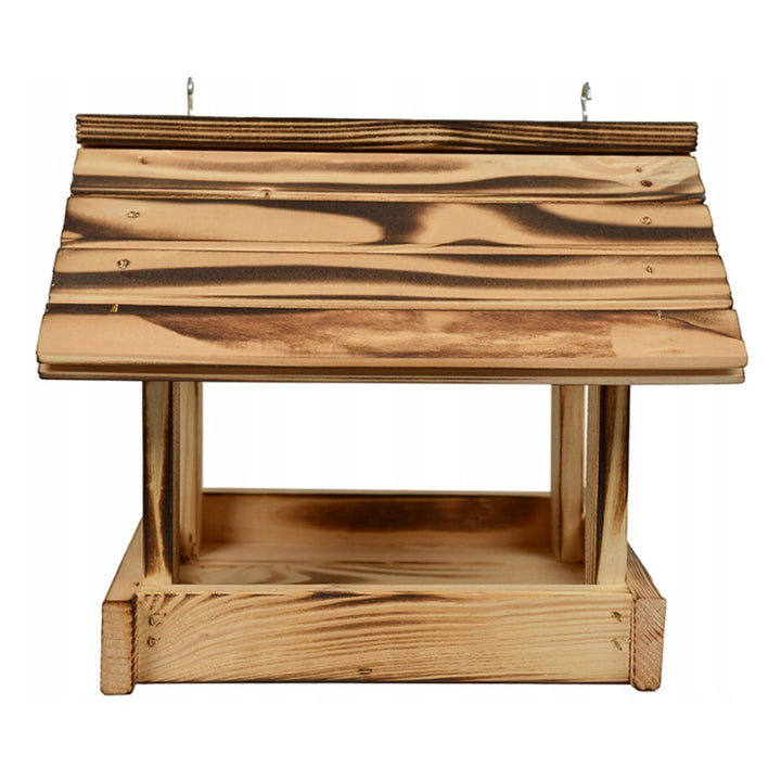 Mangeoire à oiseaux Woodok, bois d'épicéa, cuit, crochets solides + graines pour oiseaux 1kg