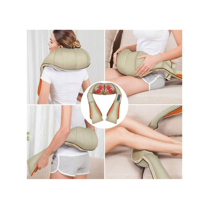 Masseur d'épaules LTC Shiatsu 6D, 3 vitesses, 5V, 24W, Fonction de chauffage, Rétro-éclairage LED, Sangles antidérapantes