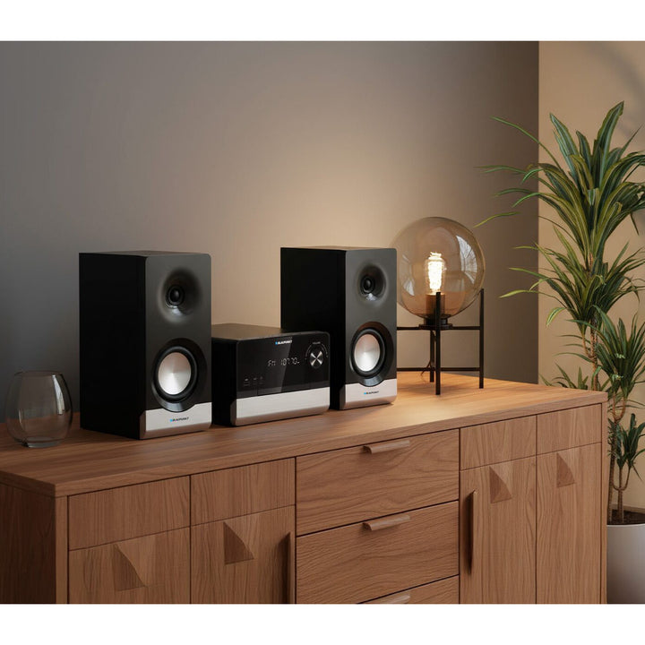 Blaupunkt Microphone, CD, USB, radio FM, Bluetooth, télécommande, horloge avec fonction réveil, MS40.2BT