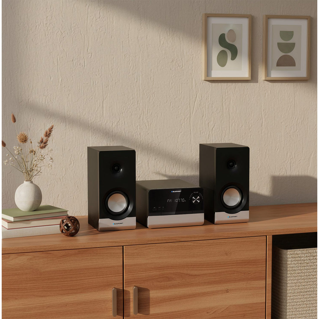 Blaupunkt Microphone, CD, USB, radio FM, Bluetooth, télécommande, horloge avec fonction réveil, MS40.2BT