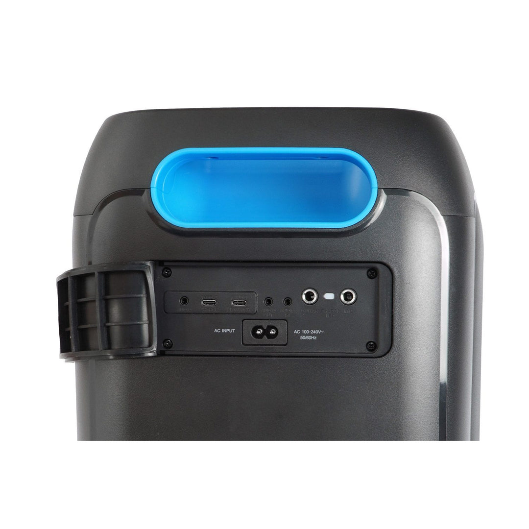 Enceinte Blaupunkt Party Box, éclairage LED, Bluetooth, USB et AUX, radio FM, fonction karaoké, télécommande, autonomie de la batterie jusqu'à 18h, PB60X