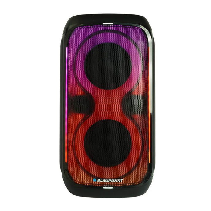Enceinte Blaupunkt Party Box, éclairage LED, Bluetooth, USB et AUX, radio FM, fonction karaoké, télécommande, autonomie de la batterie jusqu'à 18h, PB60X