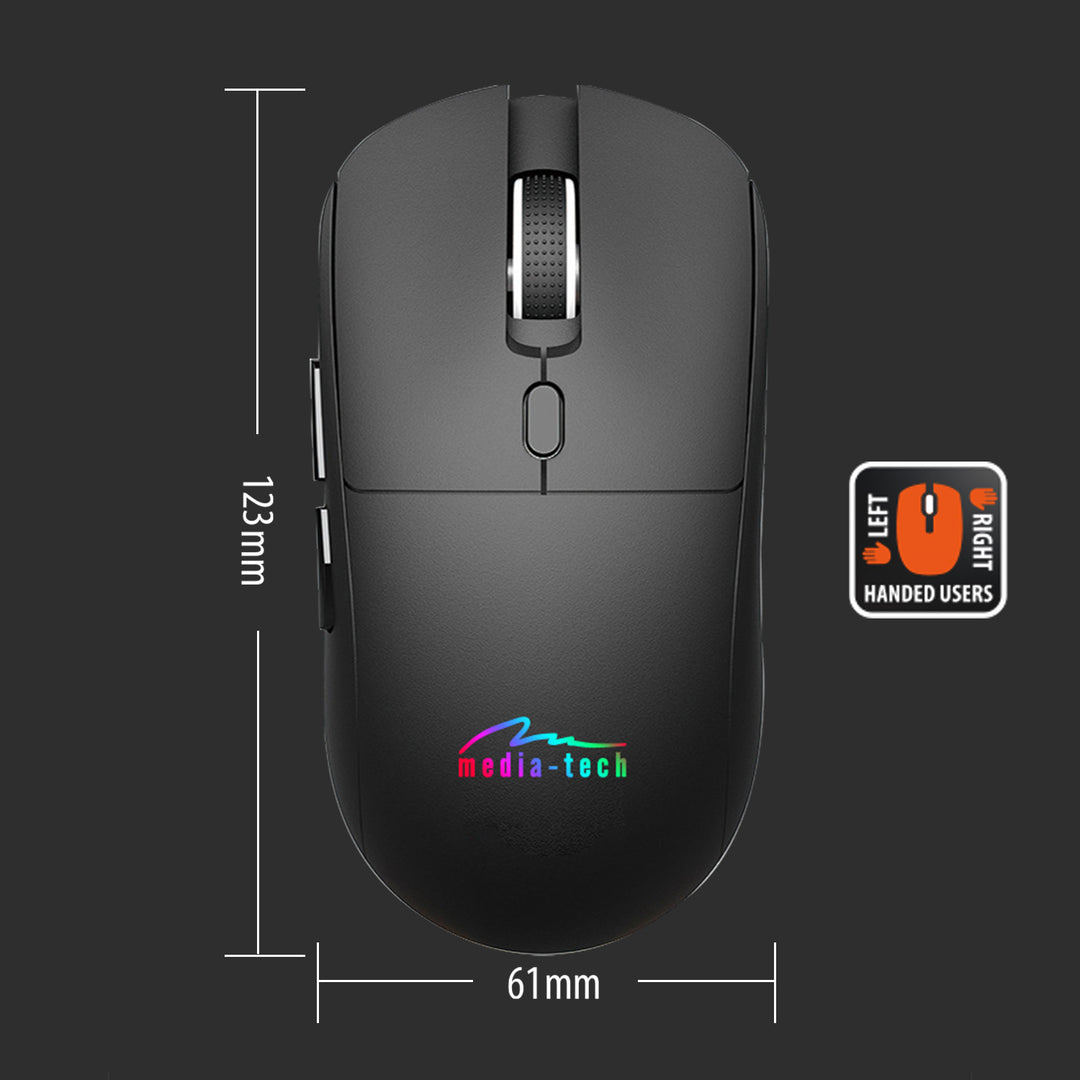 Souris sans fil 2-en-1 (BT/RF) silencieuse et rechargeable MT1124, Media-Tech