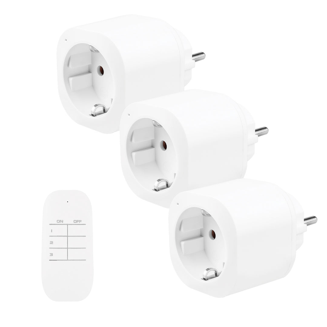 Prises commandées par télécommande GreenBlue, lot de 3, programmables, portée jusqu'à 30 m, 220-240 V CA, 50/60 Hz, 16 A, 433 MHz, GB313 F