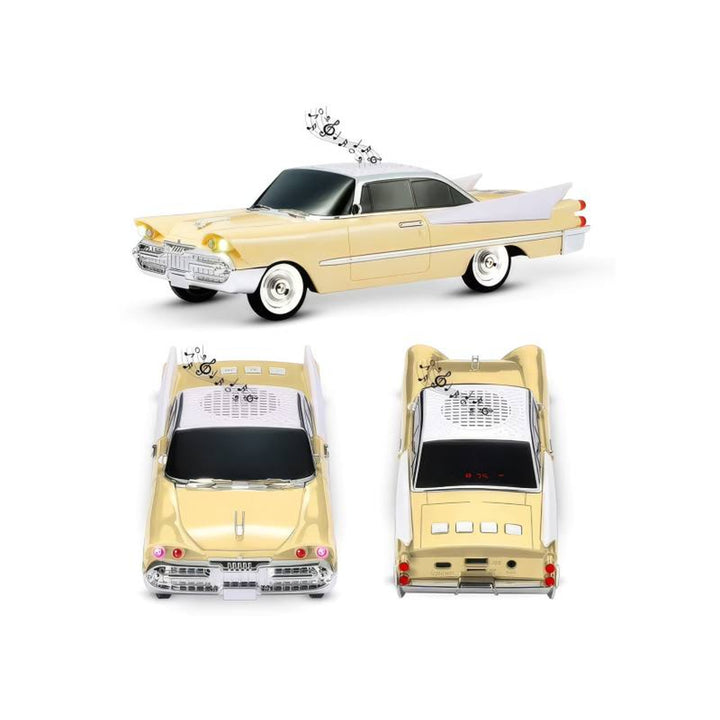 Enceinte rétro Lamex, Bluetooth, radio FM, batterie rechargeable 1500 mAh, couleur crème, ports USB AUX MICRO SD, écran LCD, LXWS1965K