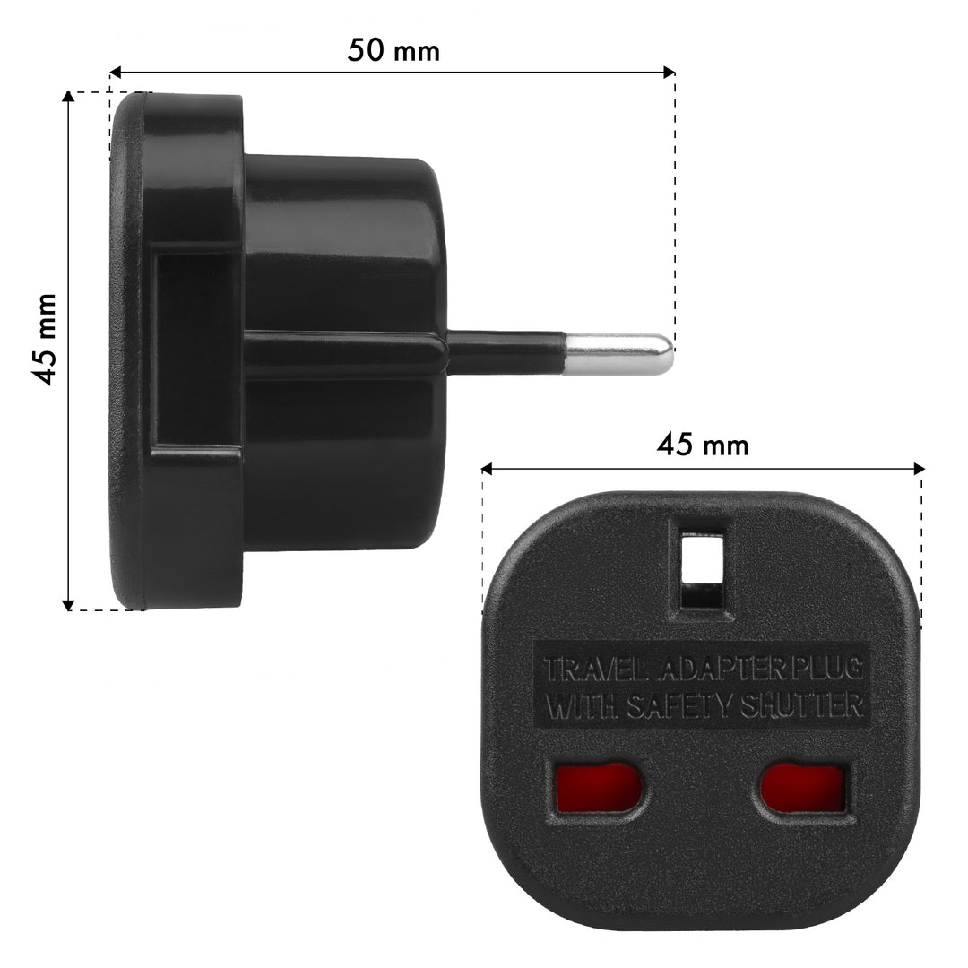 Adaptateur Maclean UK socket vers EU plug, noir, MCE72, 2 pièces