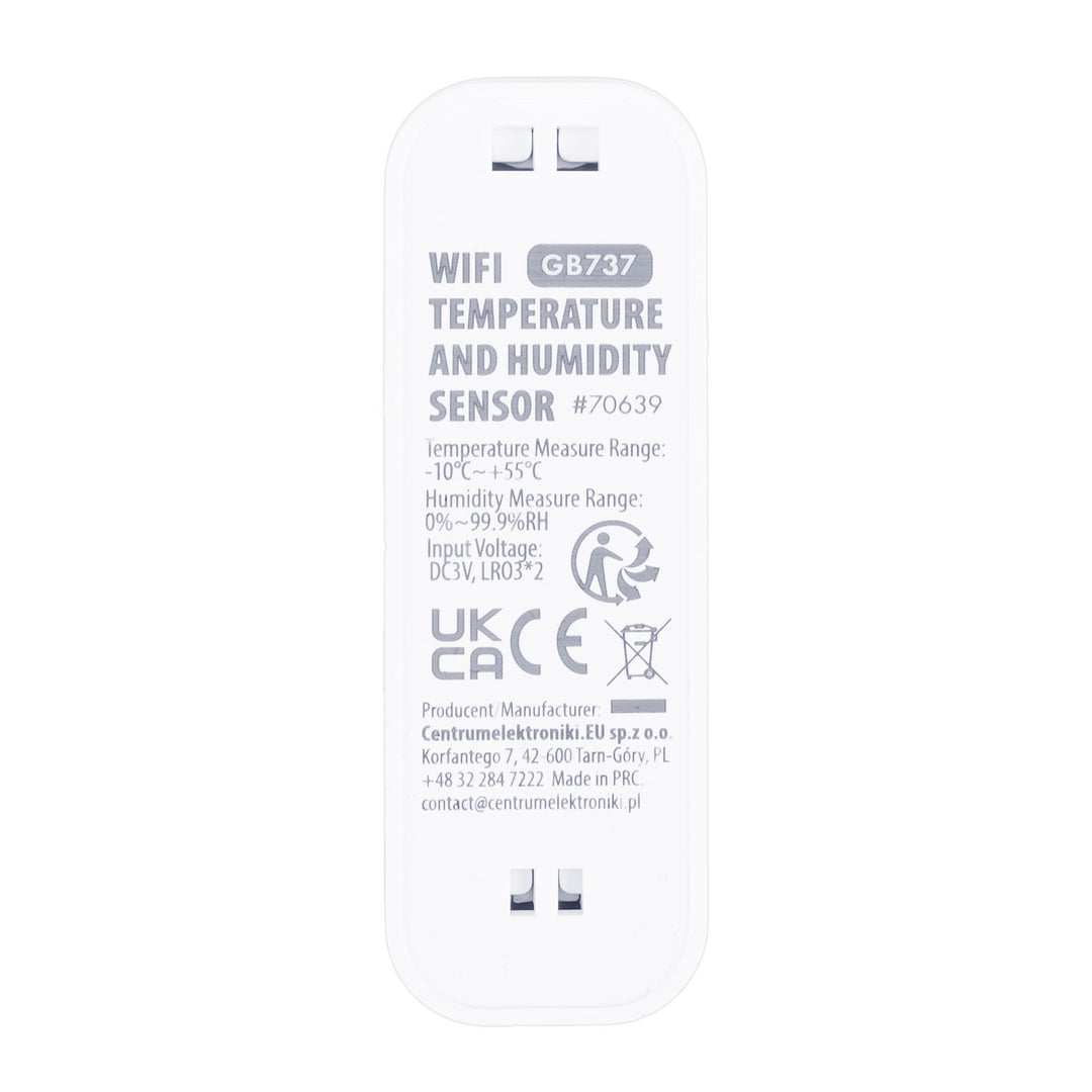 Capteur de température et d'humidité WiFi GreenBlue, compatible Android/iOS/Alexa/Google Home, 3,0 V CC, LR03 x 2, GB737