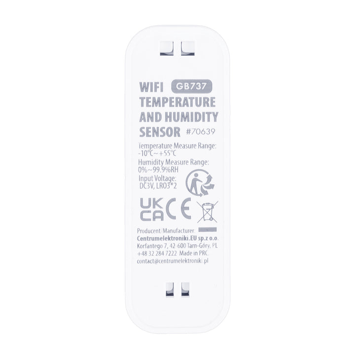 Capteur de température et d'humidité WiFi GreenBlue, compatible Android/iOS/Alexa/Google Home, 3,0 V CC, LR03 x 2, GB737