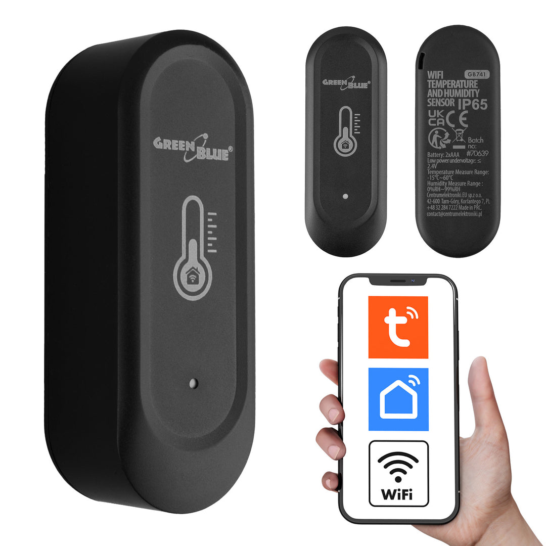 Capteur externe de température et d'humidité WiFi GreenBlue, Android/iOS, 3,0 V CC, LR03 x 2, IP65, GB741