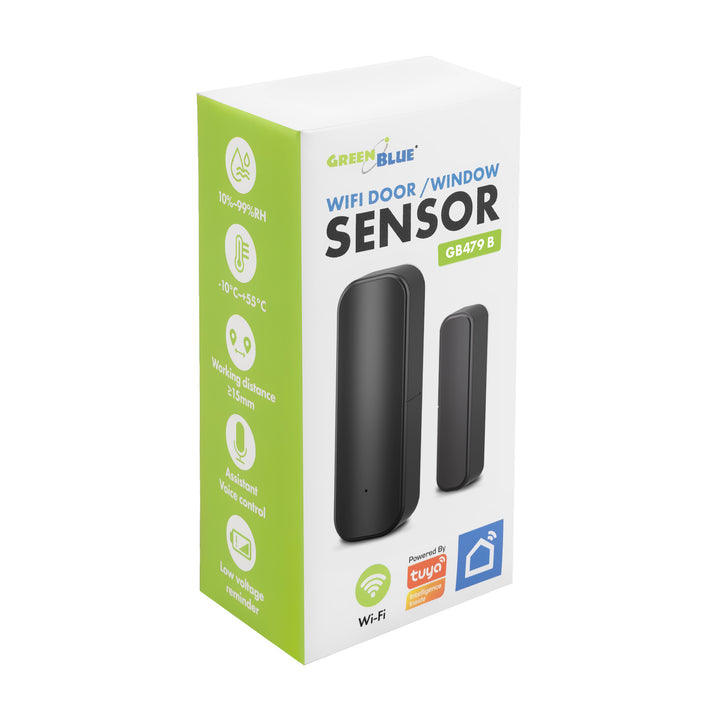 Contacteur sans fil / capteur d'ouverture WiFi GreenBlue, Android/iOS, pour portes / fenêtres, 3,0 V CC, LR03x2, GB479 B