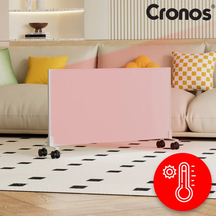 Radiateur infrarouge Cronos, 800 W, idéal pour les personnes allergiques, surface mate, ultrafin, thermostat intégré et commande à distance par téléphone ou télécommande, Carbon P800 TWP