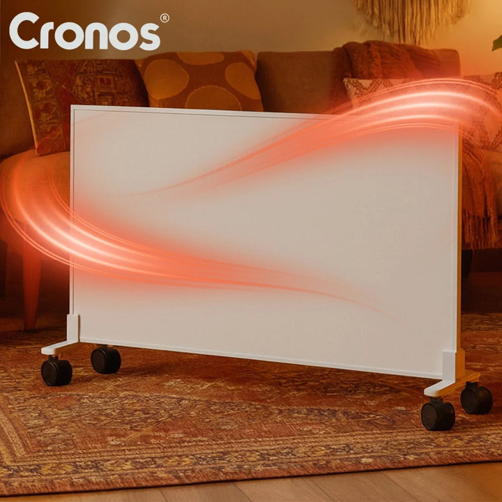 Radiateur infrarouge Cronos, 800 W, idéal pour les personnes allergiques, surface mate, ultrafin, thermostat intégré et commande à distance par téléphone ou télécommande, Carbon P800 TWP