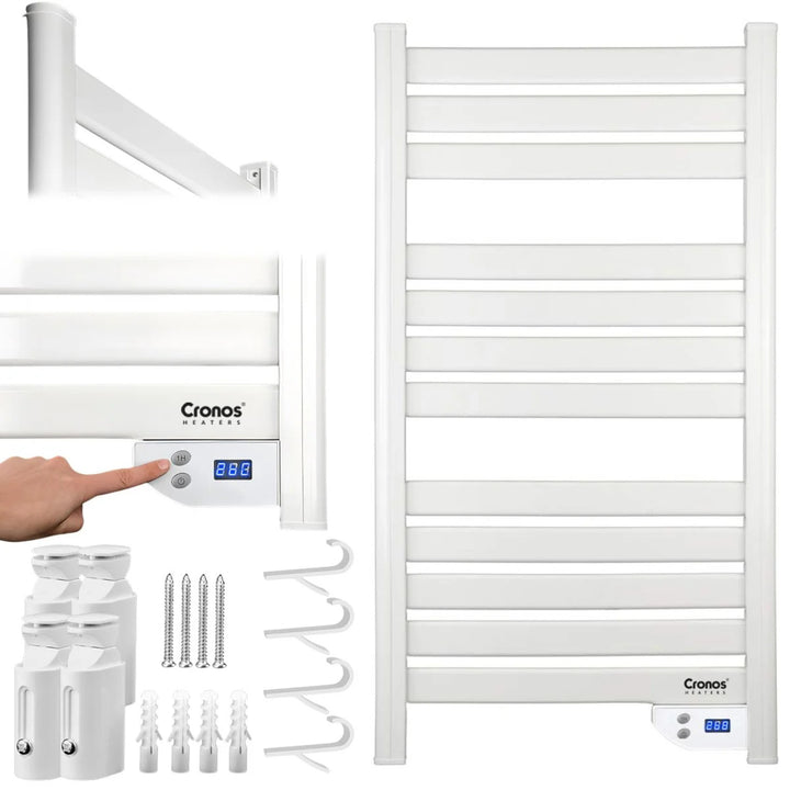 Radiateur électrique de salle de bain Cronos, puissance 500 W, chauffe une pièce jusqu'à 6 m², écran LCD, fonctions AUTO, TIMER et détection de fenêtre ouverte, TW-500