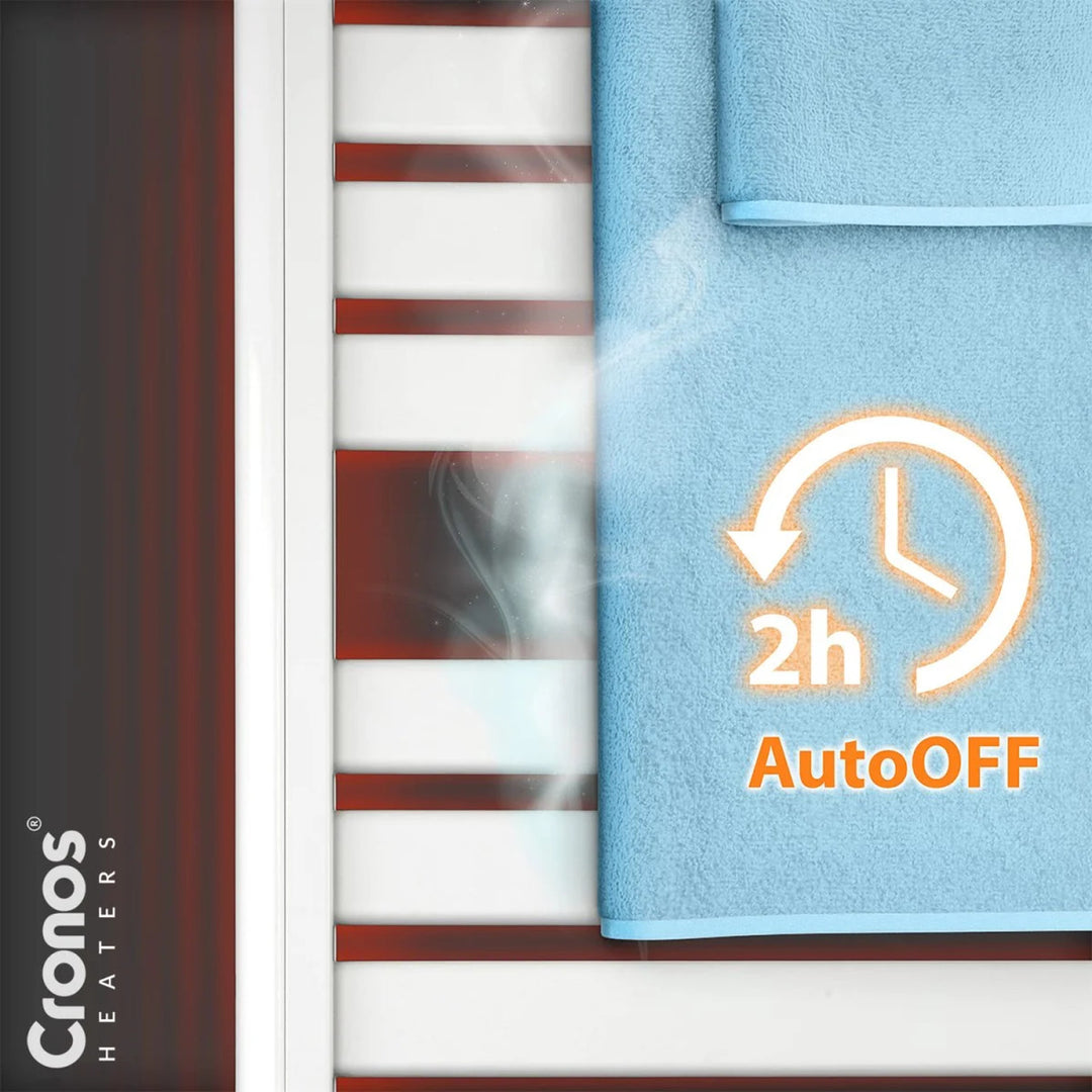 Radiateur électrique de salle de bain Cronos, puissance 500 W, chauffe une pièce jusqu'à 6 m², écran LCD, fonctions AUTO, TIMER et détection de fenêtre ouverte, TW-500