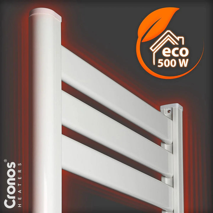 Radiateur électrique de salle de bain Cronos, puissance 500 W, chauffe une pièce jusqu'à 6 m², écran LCD, fonctions AUTO, TIMER et détection de fenêtre ouverte, TW-500