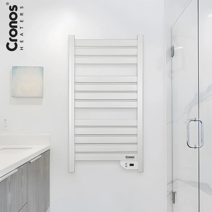 Radiateur électrique de salle de bain Cronos, puissance 500 W, chauffe une pièce jusqu'à 6 m², écran LCD, fonctions AUTO, TIMER et détection de fenêtre ouverte, TW-500