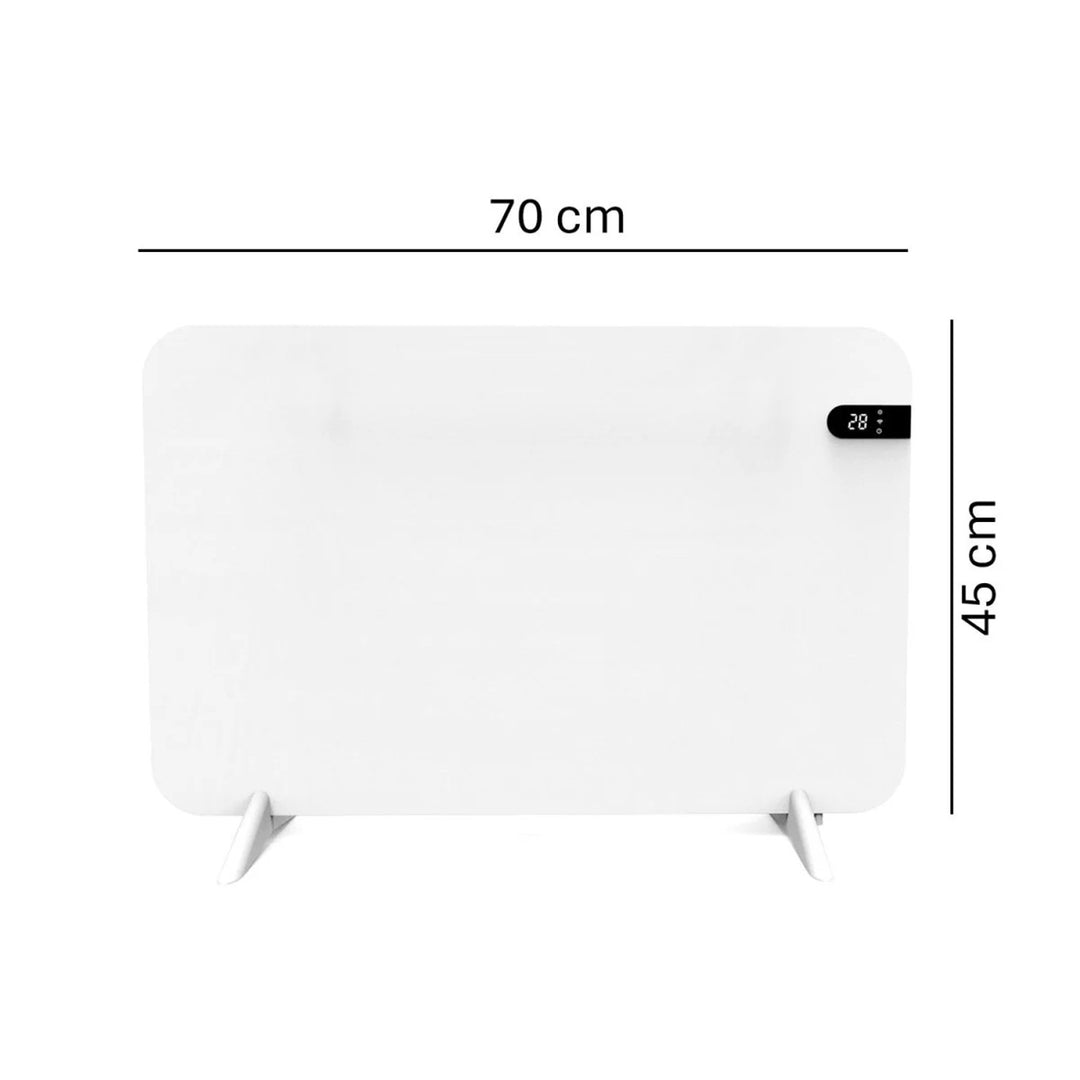 Radiateur électrique Cronos, couleur blanche, puissance 450 W, chauffe une pièce jusqu'à 14 m², thermostat intégré, commande par télécommande, fonction de détection de fenêtre ouverte, pieds inclus, WFH-450TW
