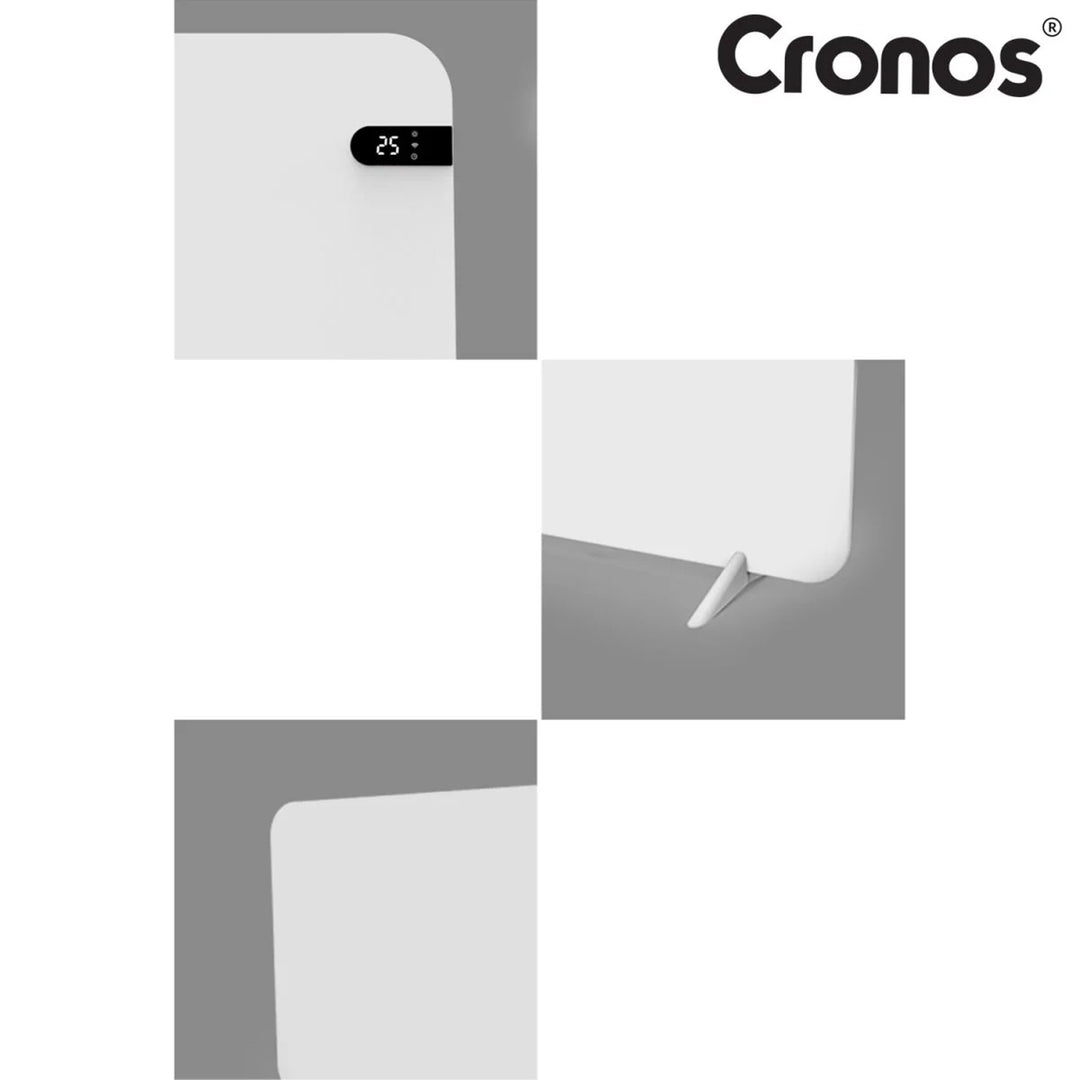 Radiateur électrique Cronos, couleur blanche, puissance 450 W, chauffe une pièce jusqu'à 14 m², thermostat intégré, commande par télécommande, fonction de détection de fenêtre ouverte, pieds inclus, WFH-450TW