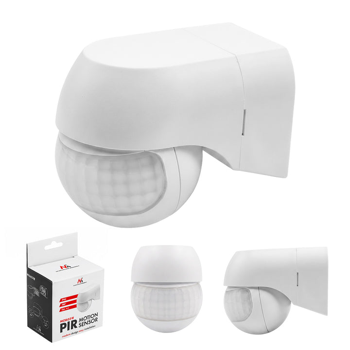 Détecteur de mouvement PIR 12-24 V Maclean, infrarouge, IP44, blanc, portée de 12 m, charge max. 60/120 W, MCE623 W