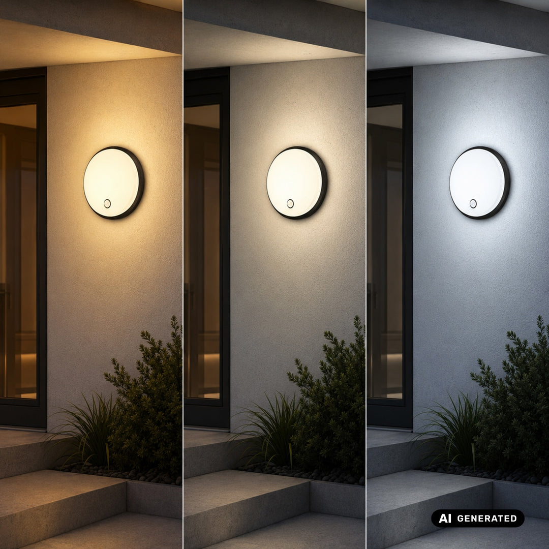Lampe LED avec détecteur de mouvement Maclean, capteur PIR, noire, 10 W/15 W/18 W, IP65, couleur réglable 3 000/4 000/6 000 K, MCE535 B