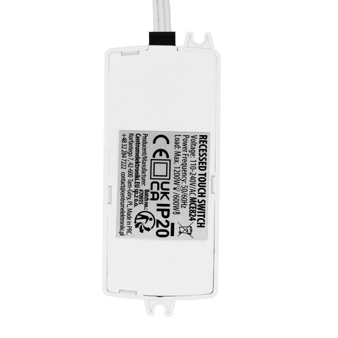Interrupteur tactile encastrable Maclean, <40 mm, 110-240 V CA, charge max. 600 W pour LED, MCE824