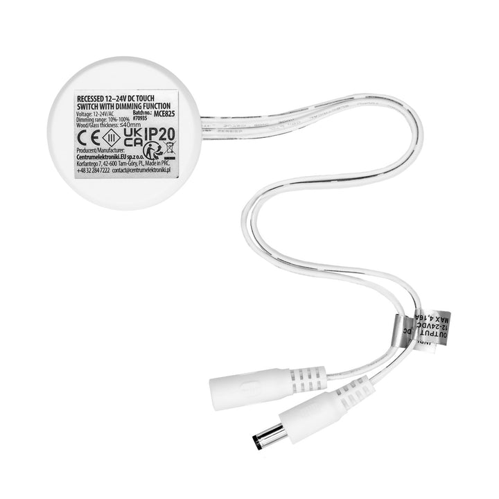 Interrupteur tactile encastrable Maclean, <40 mm, 12-24 V CC, charge max. 48/96 W, MCE825